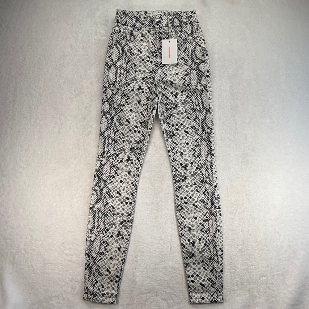 Good‎ American High Waist Snakeskin Print Jeans Gray Denim Size 0/25